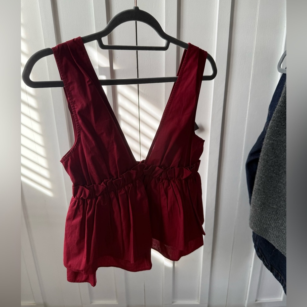 Zara Deep Red Sleeveless Blouse